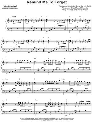 It doesn't matter where you are, you can keep my regret. "Remind Me to Forget" Sheet Music - 6 Arrangements ...