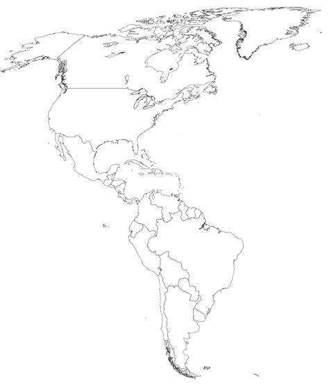 Mapa de América para imprimir Político Físico Nombres Mudo