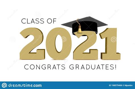 Graduation Class Of 2021 With Cap Vector Illustration Stock Vector