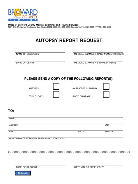 Florida Autopsy Report Request Fill Online Printable Fillable