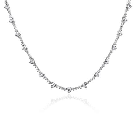 Alternating Diamond Eternity Necklace In 14k White Gold 7 Ct Tw