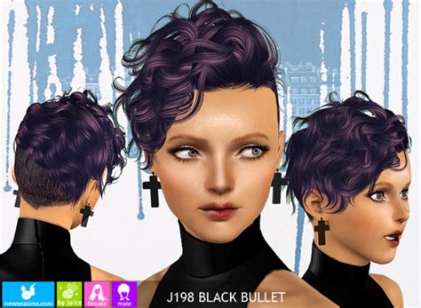 J198 Black Bullet Curly Side Hairstyle By Newsea Sims 3 Hairs