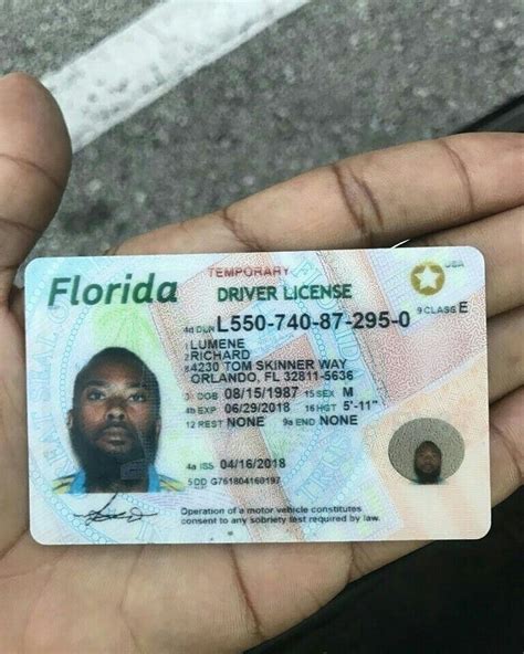 Florida Scannable Ids Id Card Template Drivers License Driver