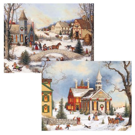 Folk Art Holiday Assorted Boxed Christmas Cards By Linda Nelson Stocks