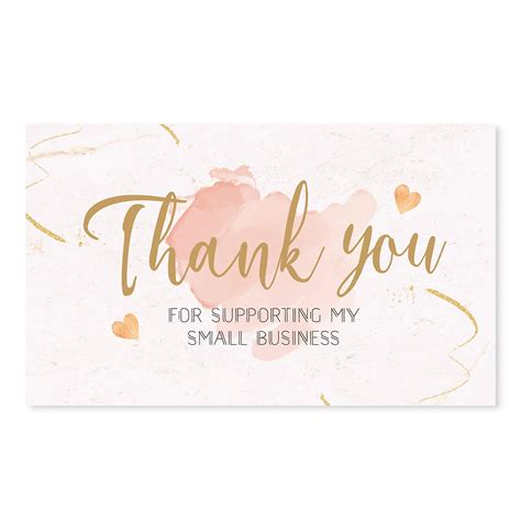 Buy 120 Thank You For Supporting My Small Business Cards 3 5 X 2 Inches Blush Pink And Gold