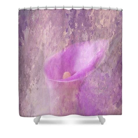 Spring Calla Lily Shower Curtain By Elisabeth Lucas Curtains Purple Decor Shower Curtain