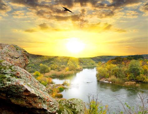 Sunrises And Sunsets Scenery Rivers Nature Autumn Wallpapers Hd