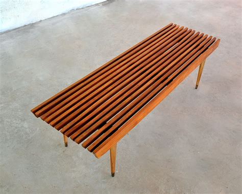 SELECT MODERN: Mid Century Modern Slat Bench