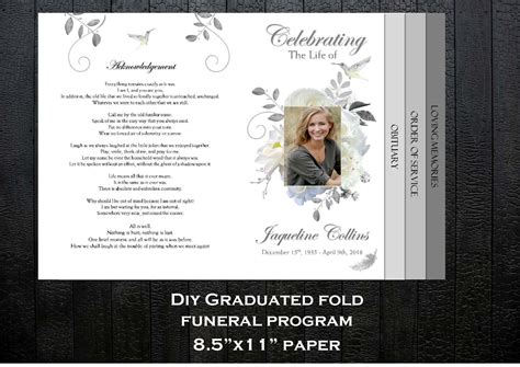 Funeral Program Template 8 Pages Graduated Fold Funeral Etsy Canada
