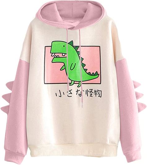 Women Dinosaur Hoodie Sweatshirt Long Sleeve Cute Kawaii Dino Hoodie