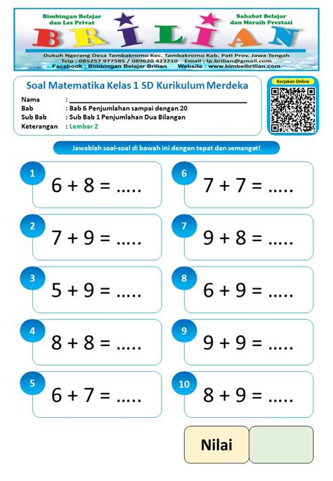 Soal Matematika Kelas Sd Penjumlahan Dua Bilangan Sampai Bimbel