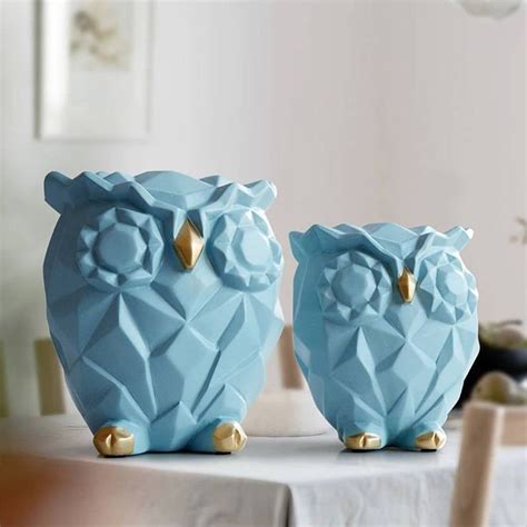 Resin Figurine For T Cute Owls Animal Statues Home Decoration Fairy