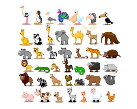 Lovable Cartoon Zoo Animals Vector Set Download Free Animal Vectors