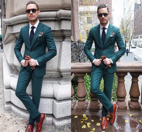 We'll have your wedding party looking their james bond best in no time. Hunter Green Slim Fit Mens Suit Two Pieces Wedding Tuxedos ...