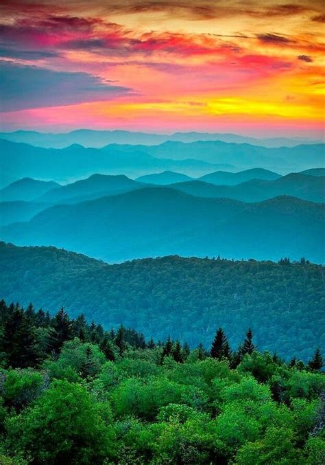 Sunset In North Carolina Scenic Landscape Beautiful Nature