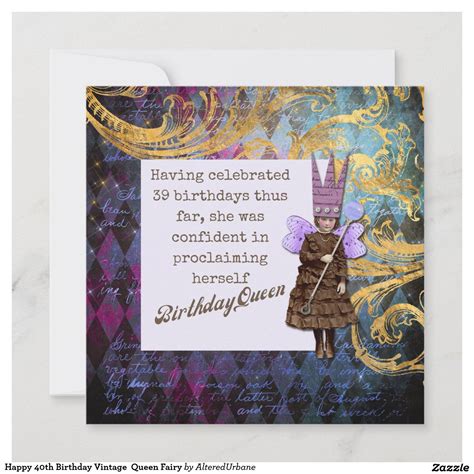 Awesome 40th Birthday Card For Her Whimsical Altered Art Design