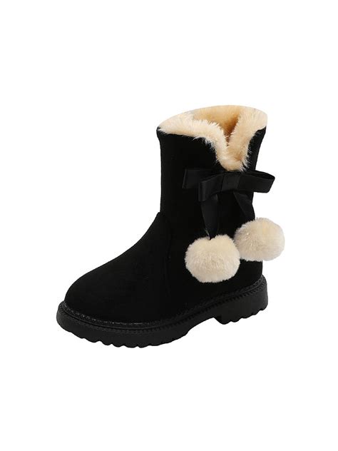 Eloshman Girls Snow Boot Zip Up Warm Bootie Mid Calf Winter Boots