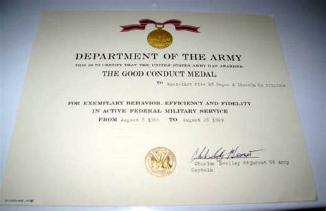 Army Good Conduct Medal Certificate Template 7 Templates Example