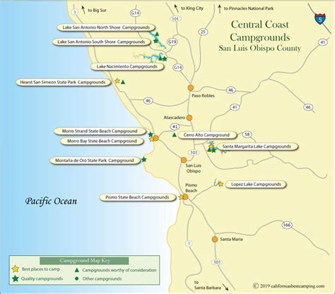 Central California Coast Campground Map Central Coast California