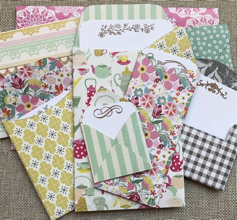 Set Of 8 Handmade Tea Timefloral Etsy Handmade Envelopes