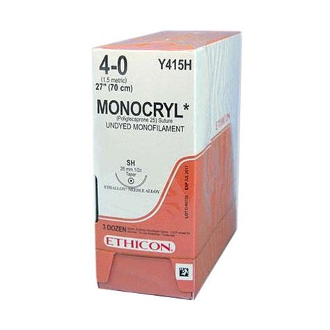 Monocryl Undyed Monofilament Absorbable Suture 4 0 Sh Taper Point