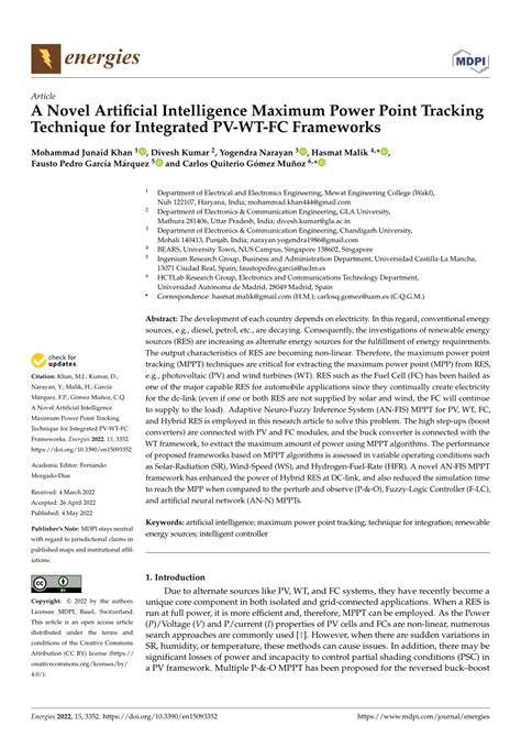 Pdf A Novel Artificial Intelligence Maximum Power Point Tracking Technique For Integrated Pv