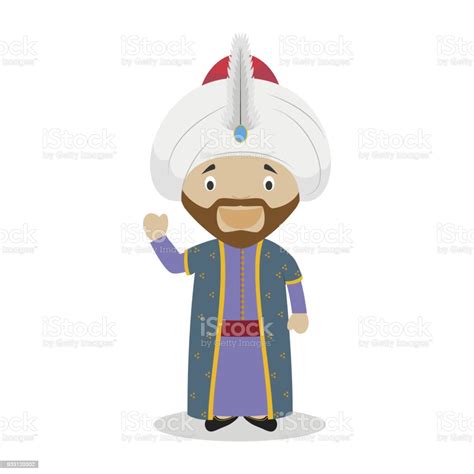 Karakter Kartun Sultan Mehmed Ii Ilustrasi Vektor Koleksi Sejarah