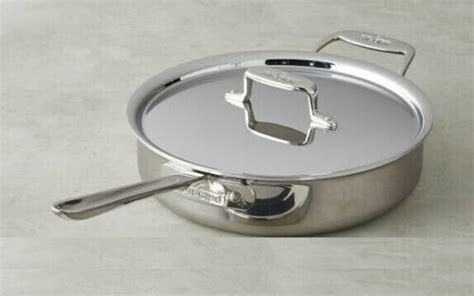 All Clad d Polished ply Stainless Steel Qt Sauté Pan with Lid eBay