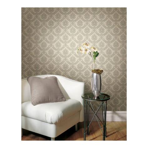 Everest Taupe Woven Damask Wallpaper 27in X 324in X 025in