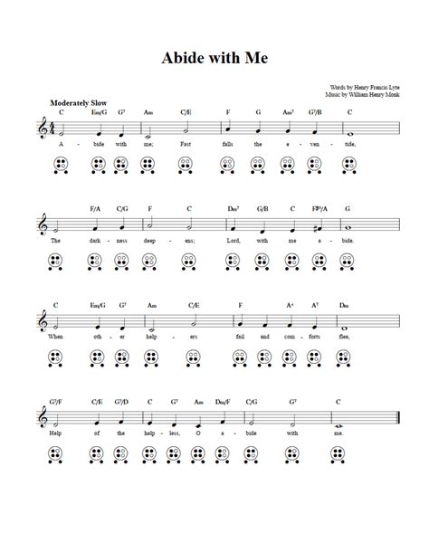 Abide With Me 6 Hole Ocarina Sheet Music And Tab With
