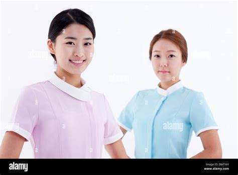 Two Nurses Posing Stock Photo Alamy