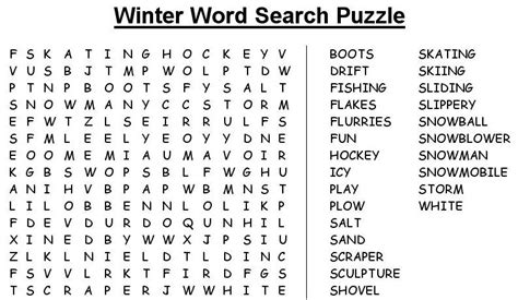 Winter Word Search Best Coloring Pages For Kids