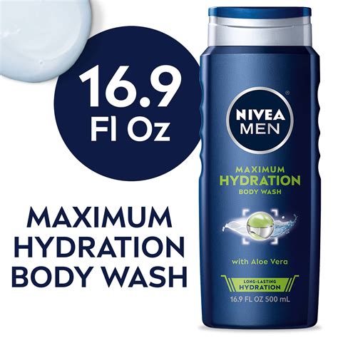 Nivea Men Maximum Hydration Body Wash With Aloe Vera 169 Fl Oz Bottle