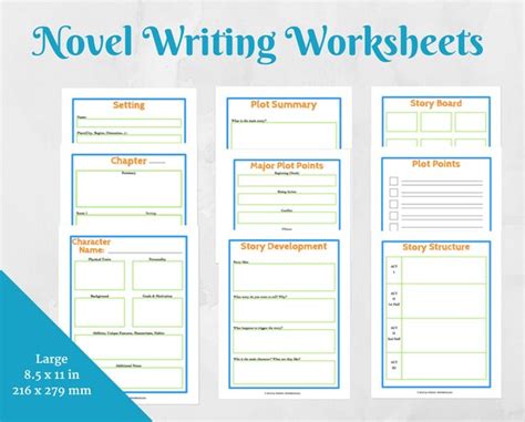 Items Similar To Novel Writing Worksheets Nanowrimo Novel Planner