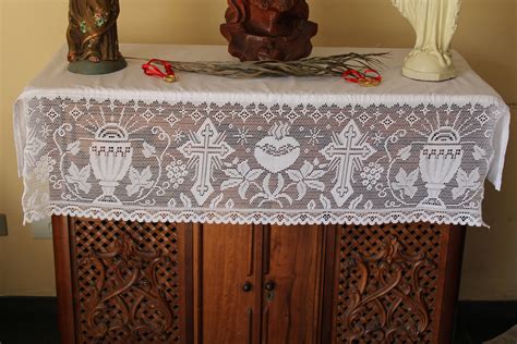 Home Altar Cloth Catholic White Liturgical Lace Sacred Heart Etsy Uk