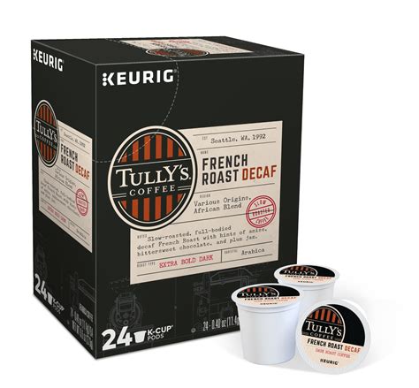 Tully S Coffee Decaf French Roast K Cup Pods Dark Roast Count For Keurig Brewers Walmart