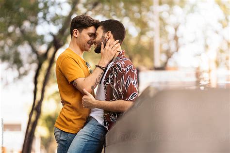 Gay Male Couple Kissing By Stocksy Contributor Santi Nuñez Stocksy