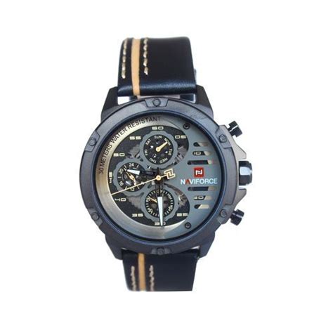 Shop Leather Chronograph Wrist Watch Black Jumia Uganda
