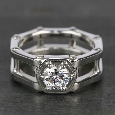 5 out of 5 stars. Hexagonal Rivet Round Solitaire Men's Engagement Ring (1 ...