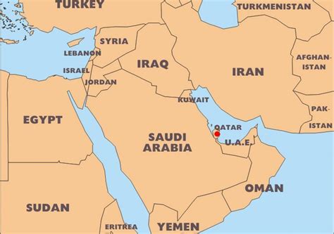 Qatar Mapa Del País Qatar País En El Mapa Del Mundo Asia Occidental