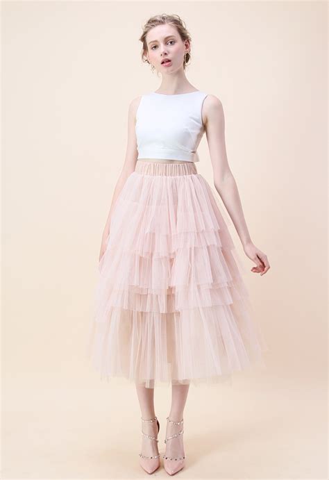 Love Me More Layered Tulle Skirt In Nude Pink ShopperBoard