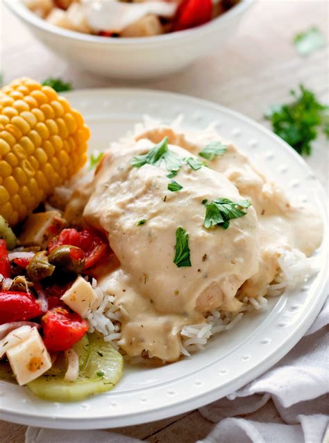 Place block of cream cheese on top. Crock Pot Ranch Cream Cheese Chicken - Bunny's Warm Oven