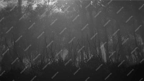 Premium Photo Mystical Horror Background With Dark Forest And Fog