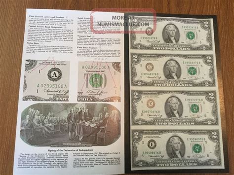 Series Sheet Of Uncut Uncirculated Dollar Bills