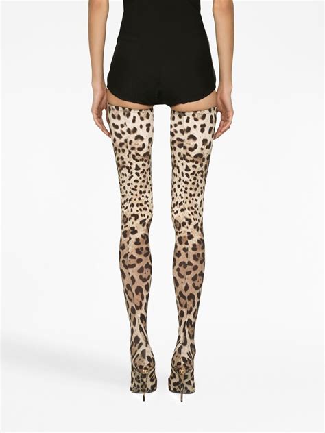 dolce and gabbana leopard print thigh high boots farfetch