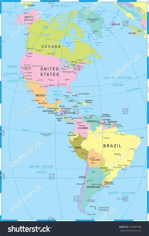 North And South America Map Detailed Vector Royalty Free Stock