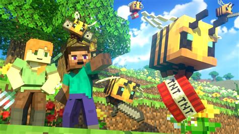 Bees Fight Alex And Steve Life Minecraft Animation มา ย ครา ฟ
