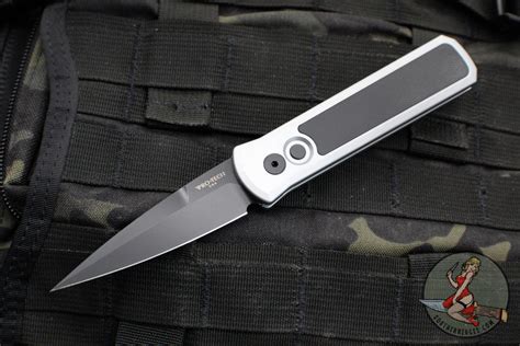 Protech Godson Out The Side Auto Ots Grey Handle Black G 10 Inlay