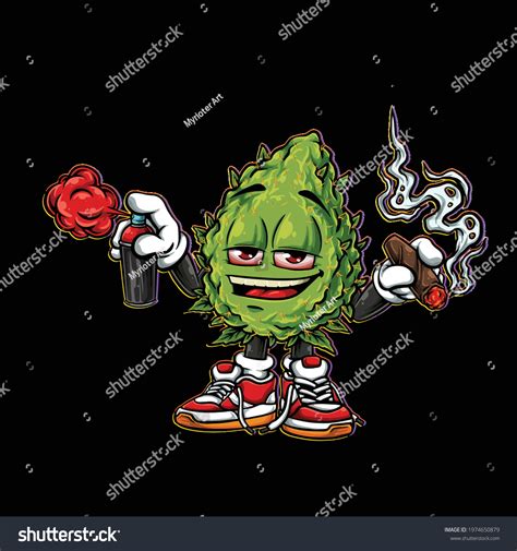 Buds Weed Nugs Character Cartoon Spray Image Vectorielle De Stock