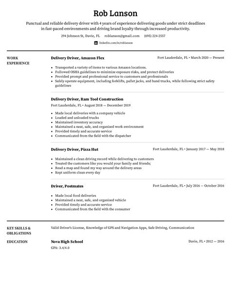 Pizza Delivery Resume Professional Pizza Delivery Driver Resume Examples 2022 10 03